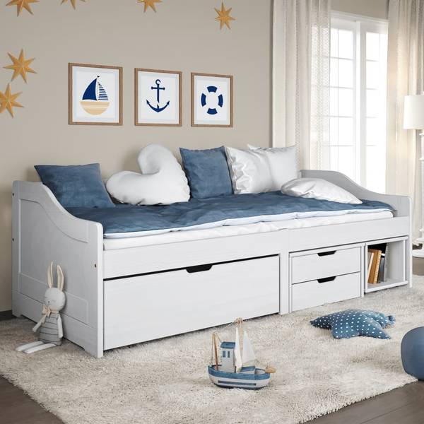 Tagesbett mit 3 Schubladen XT 1453 Weiß - Massivholz - 96 x 69 x 205 cm