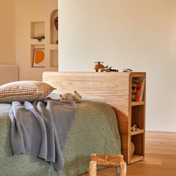 Kinder-Kopfteil Bertie Beige - Teakholz - 120 x 80 x 25 cm