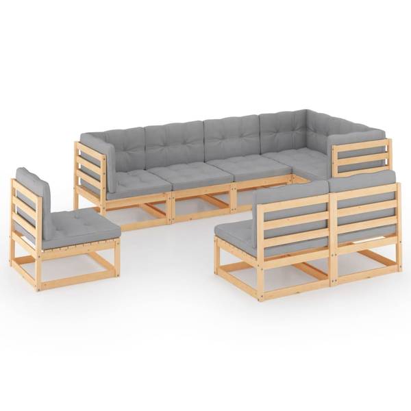 Garten-Lounge-Set 3009797-2 (8-teilig) Braun - Polyester - Kiefer - 70 x 30 x 70 cm