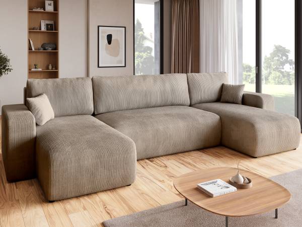 Wohnlandschaft mit Schlaffunktion PUMI Beige