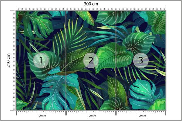 Fotobehang Tropische BLADEREN Natuur 3D 300 x 210 x 210 cm