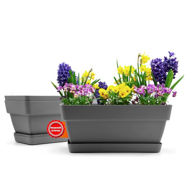 Blumenkasten 1000194 3er Set Grau - Kunststoff - 20 x 17 x 39 cm