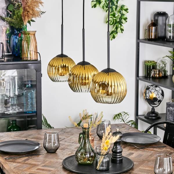 Pendelleuchte Cesaro Gold - Aluminium - Klarglas - 10 x 120 x 92 cm