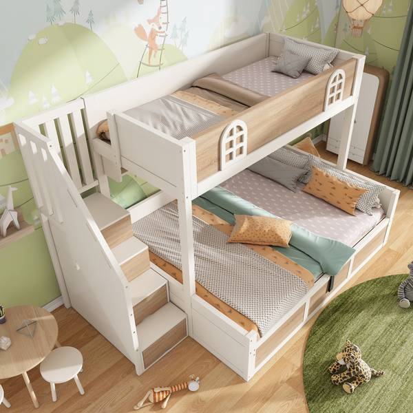 Etagenbett NaturWoody Ⅰ Braun - Holzwerkstoff - 145 x 155 x 253 cm