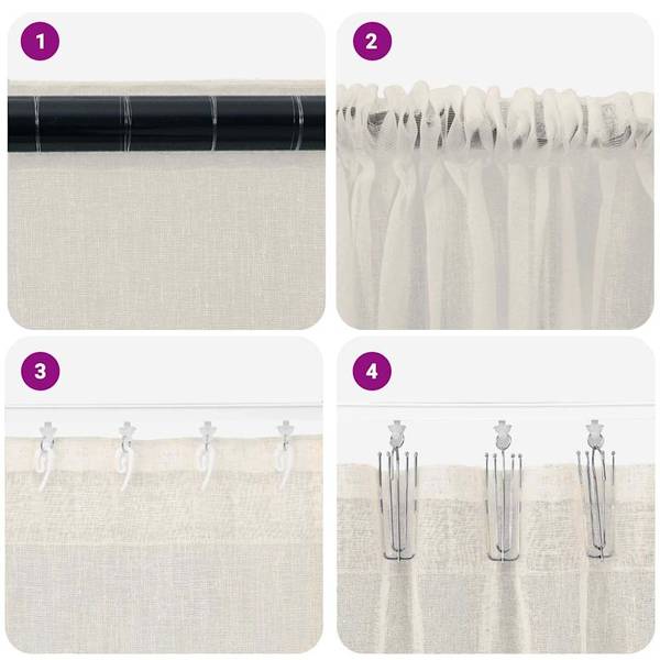 Fensterbehandlungen 3044631-3 2er Set Blanc crème - Largeur : 260 cm