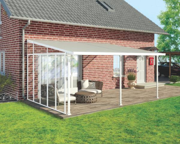 Zubehör Terrasse Seitenwand Weiß - Metall - 7 x 305 x 319 cm