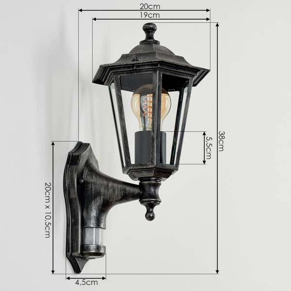 Außenwandleuchte Rivale Schwarz - Grau - Silber - Durchsichtig - 15 x 32 x 19 cm