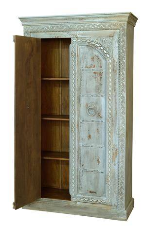 Schrank 6874 Blau - Massivholz - 44 x 207 x 117 cm
