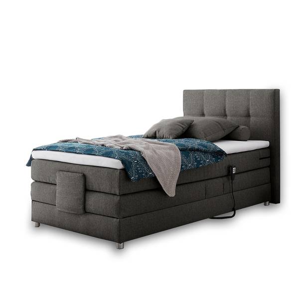 Boxspringbett MANAUS-09-1 Grau - Webstoff - 130 x 112 x 208 cm