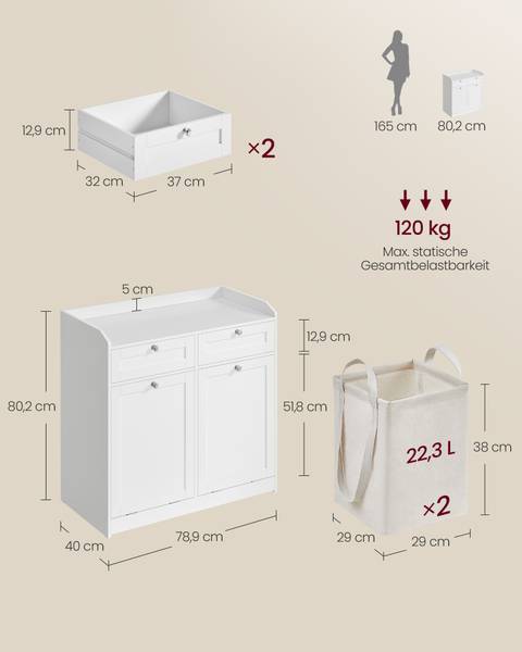 Badschrank Sonia Weiß - Holzwerkstoff - 40 x 80 x 79 cm