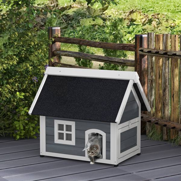 Katzenhaus BB7016 Grau - Massivholz - 50 x 20 x 85 cm