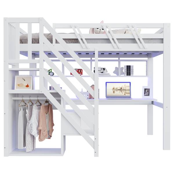 Kinderbett K-1710 Weiß - Holzwerkstoff - 194 x 170 x 205 cm