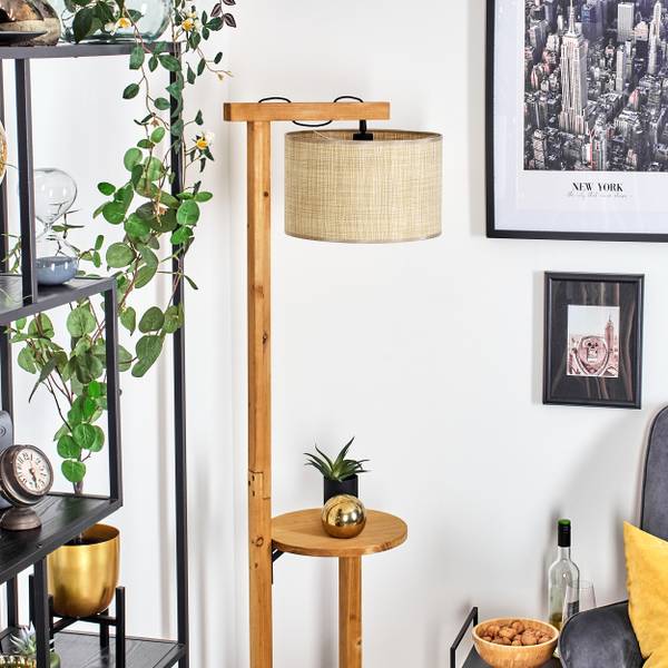 Stehlampe Milanesi Beige - Holzwerkstoff - Metall - 43 x 172 x 50 cm
