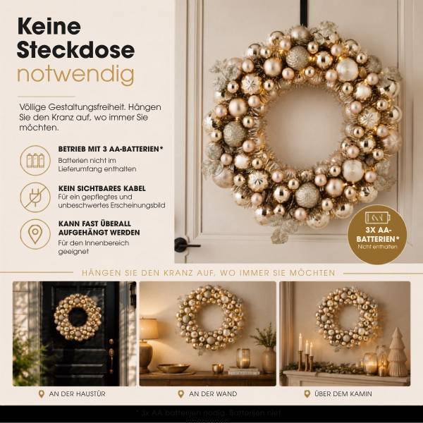 Kranz MEMIKR2850081 Gold - Kunststoff - 47 x 9 x 47 cm
