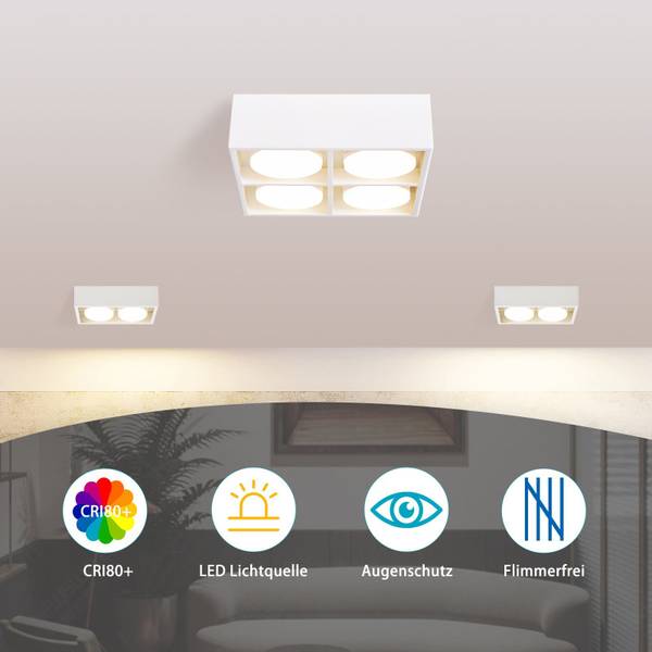 Led Plafondlamp Howard met 4 lichtbronnen wit - metaal - 20 x 9 x 20 cm