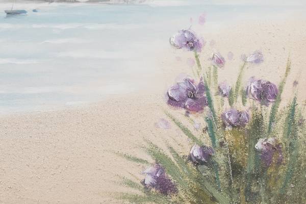 Tableau peint à la main Fleur Côtière Bleu - Coton - 150 x 50 x 4 cm