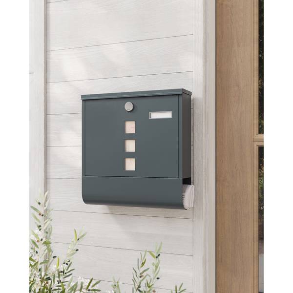 Briefkasten Sao Tome Grau - Metall - 37 x 37 x 11 cm
