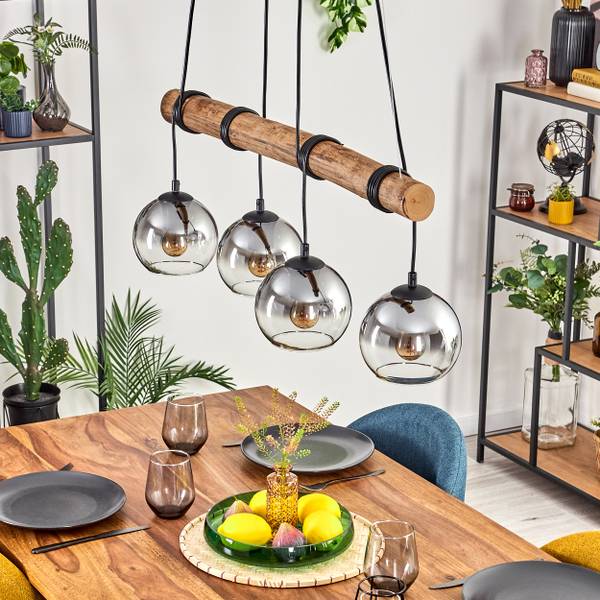 Pendelleuchte Cesaro Grau - Holzwerkstoff - Metall - 10 x 150 x 80 cm