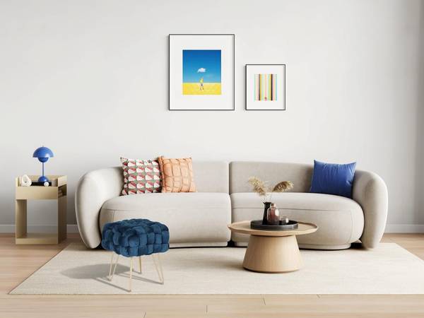 Hocker ESMEA Blau - Textil - 38 x 43 x 38 cm