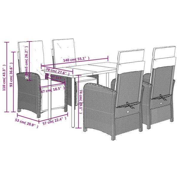 Garten-Essgruppe 3038913-4 5-teilig 70 x 140 cm