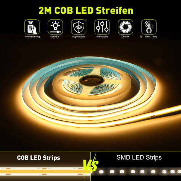 COB LED Streifen 2M 3000K Warmweiß Weiß - Metall - 17 x 2 x 20 cm