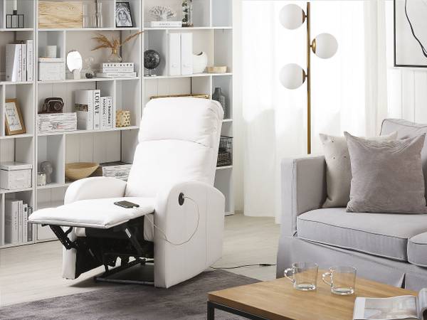 Fauteuil de relaxation VIRRAT Noir - Blanc - Cuir synthétique - 65 x 100 x 91 cm