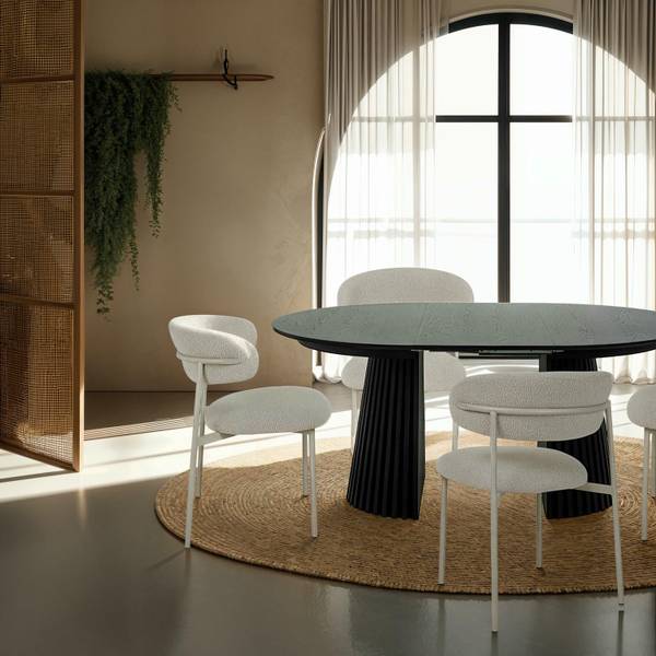 Esstisch Svendborg Schwarz - Holzwerkstoff - Metall - Holz teilmassiv - 120 x 75 x 120 cm