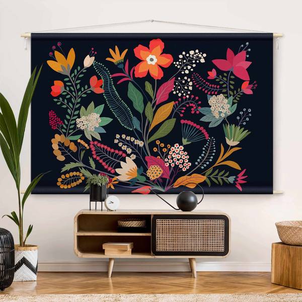 Wandteppich Mexikanische Blumen 90 x 60 cm