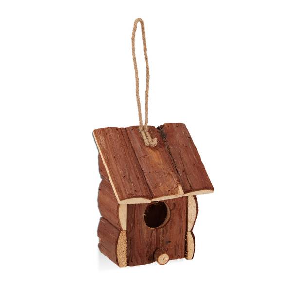 Decoratie vogelhuisje hout bruin - plaatmateriaal op houtbasis - 12 x 17 x 10 cm