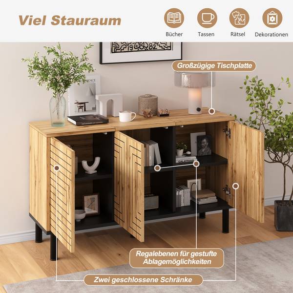 Sideboard Aphrodite Ⅴ Schwarz - Braun - Holzwerkstoff - 120 x 68 x 35 cm