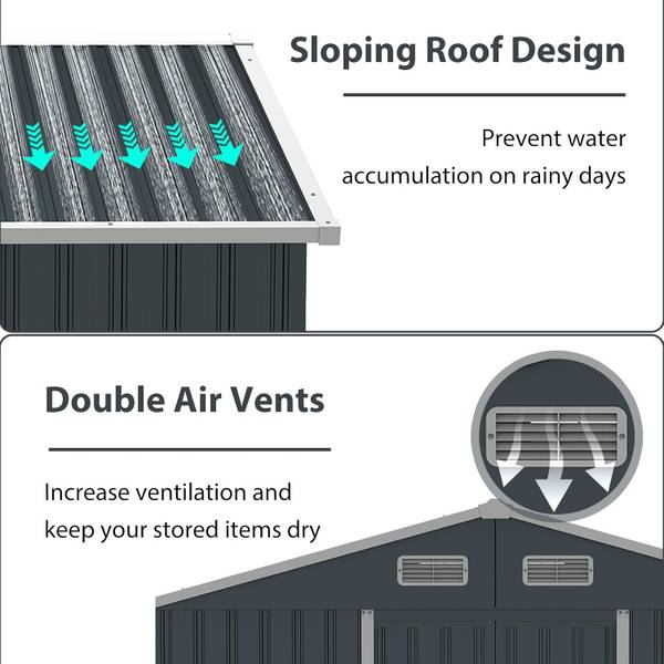Gerätehaus SF6677SD+DE Schwarz - Metall - 171 x 196 x 235 cm