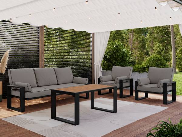 Gartenmöbel-Set ELBA Schwarz - Grau