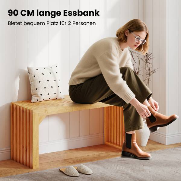 Sitzbank VH34672 Braun - Bambus - 33 x 43 x 90 cm