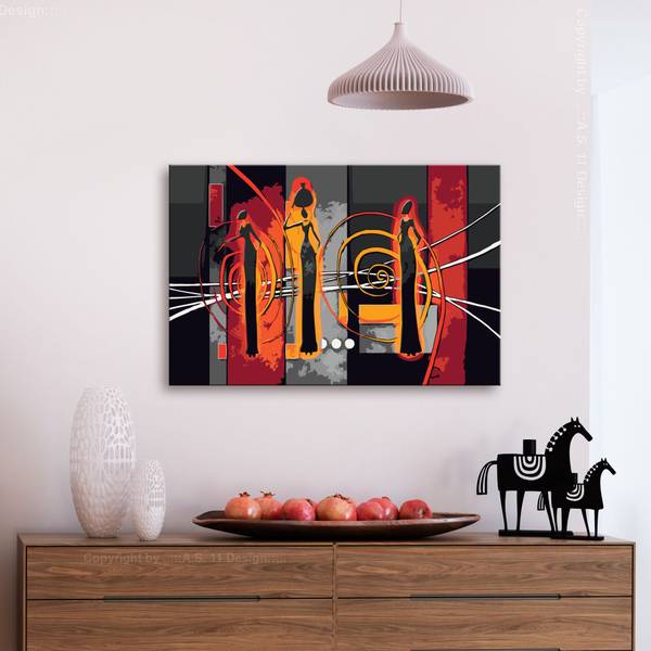 Wandbild Malen nach Zahlen Frau Jec Baumwollstoff - 60 x 40 x 2 cm