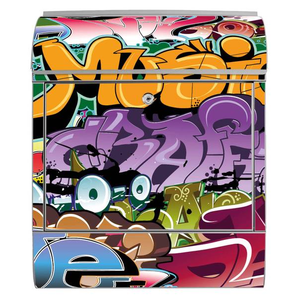 Briefkasten Stahl Graffiti Grau - Stahl - 38 x 46 x 13 cm