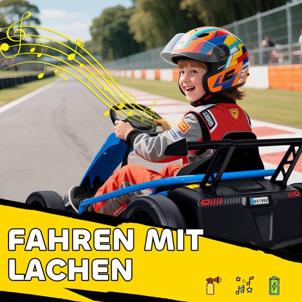 Kinder Elektro Gokart 370-446V90BU Blau - Kunststoff - 77 x 54 x 119 cm