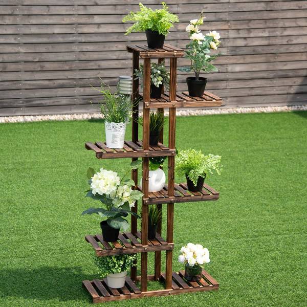 Pflanzenregal Blumenregal Braun - Holzwerkstoff - 25 x 140 x 75 cm