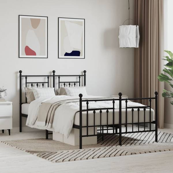 Bettgestell mit Kopf und Fußteil X709 Schwarz - 125 x 207 cm