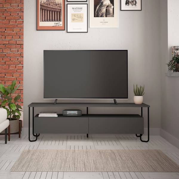TV-Regal CORNEA Lowboard Anthrazitgrau Grau - Holzwerkstoff - 150 x 45 x 42 cm