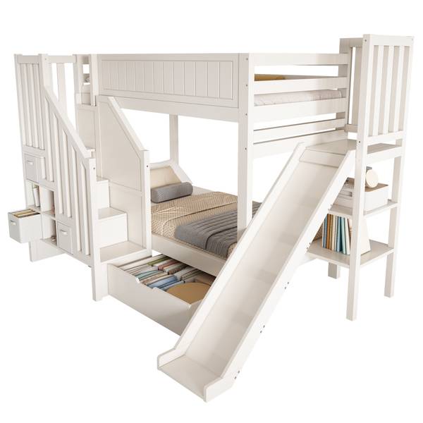 Etagenbett LucyFuny Ⅰ Weiß - Holzwerkstoff - 166 x 162 x 245 cm