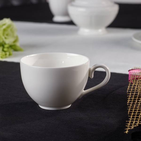 Kaffeetasse mit Untertasse White Pearl Weiß - Porzellan - 16 x 9 x 16 cm