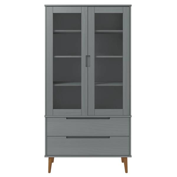 Armoire à vitrine 3017195 Gris - Pin - 90 x 175 x 35 cm