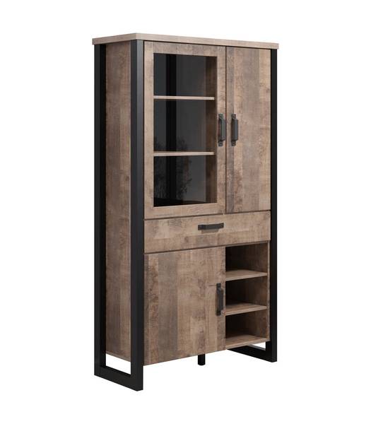 Vitrine Emile I Eiche Tabak Dekor / Schwarz