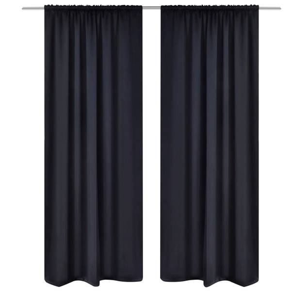 Vorhänge 291262 (2er Set) Schwarz - Polyester - 135 x 245 x 1 cm