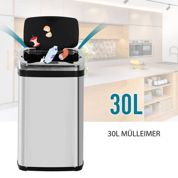 Mülleimer BB5102 Silber - Metall - 25 x 58 x 33 cm
