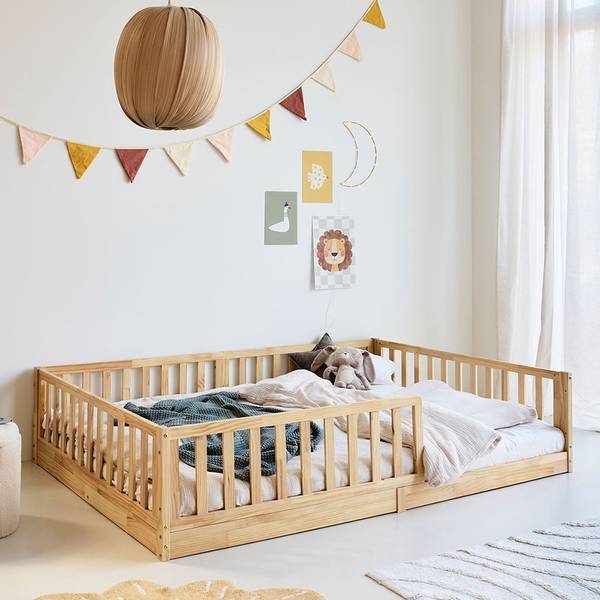 Montessori Bodenbett Nid Hellbeige - 145 x 45 x 205 cm