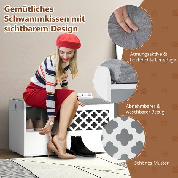 Katzenschrank PV10097WH Weiß - Holzwerkstoff - 49 x 52 x 90 cm