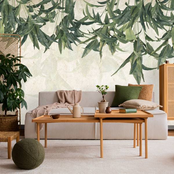 Papier Peint FEUILLES DE BANANE Béton 405 x 270 x 270 cm