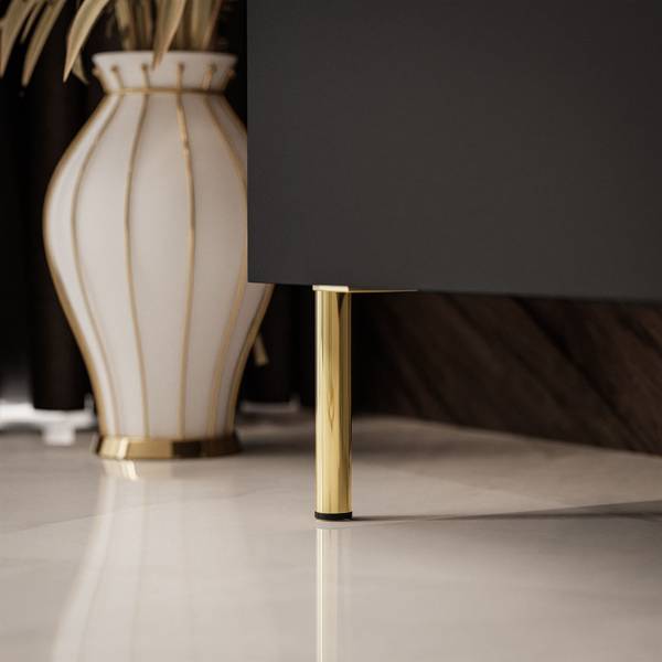 Wohnwand AURORA II mit Beinen Schwarz - Holzwerkstoff - 180 x 51 x 40 cm