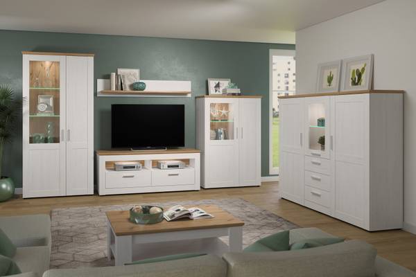 Meubelset Schaduw wit - plaatmateriaal op houtbasis - 368 x 194 x 45 cm